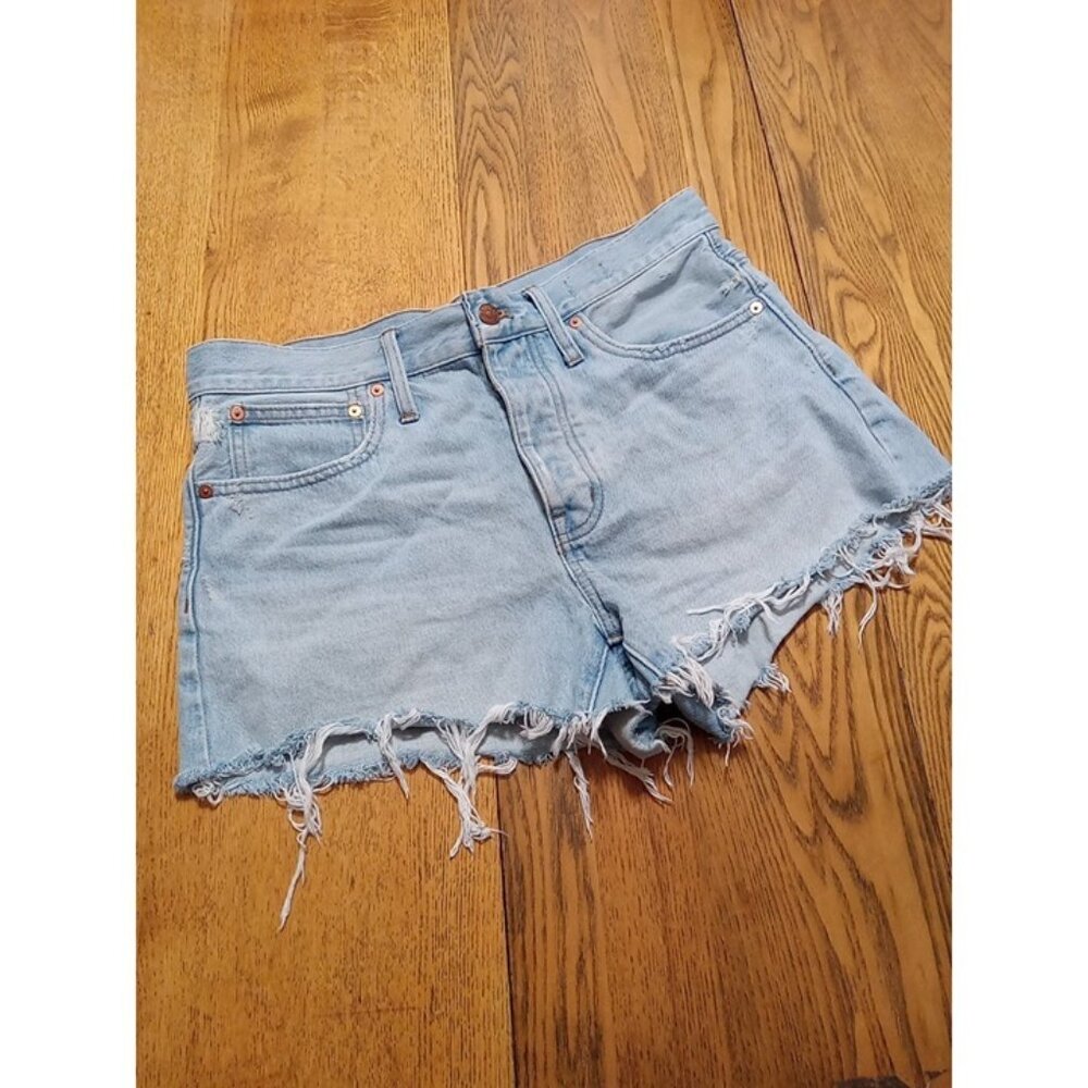 MADEWELL Jeans Shorts Womens 27 Blue Relaxed Preowned Summer Denim Raw Hem ?